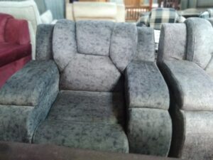 Grey Marble-Finish Fabric Sofa Set