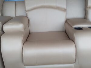 Champagne Leather Seven Seater Recliner