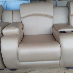 Champagne Leather Seven Seater Recliner