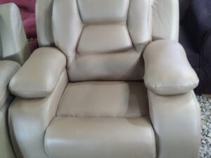 Beige Leather Single Seater Recliner Style Armchair